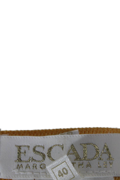 Escada Margaretha Ley Women Ankle Dress Pants Yellow Silk Button Size 40