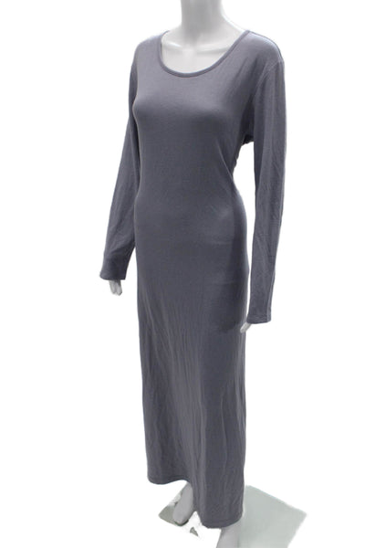 Natori Womens Gray Maxi Sweater Dress Long Sleeve Round Neck Size L