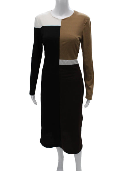 Slate & Willow Womens Sheath Dress Beige Long Sleeve Round Neck Size L