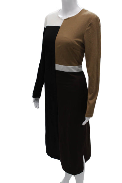 Slate & Willow Womens Sheath Dress Beige Long Sleeve Round Neck Size L