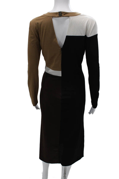 Slate & Willow Womens Sheath Dress Beige Long Sleeve Round Neck Size L