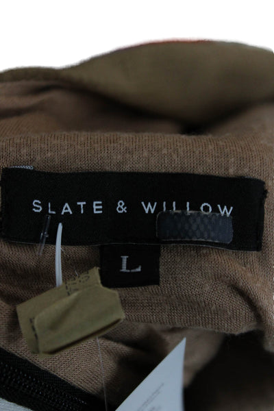 Slate & Willow Womens Sheath Dress Beige Long Sleeve Round Neck Size L