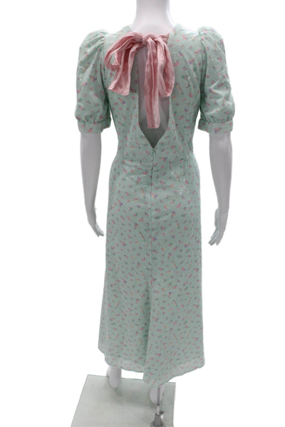 Olivia Rubin Women Light Blue Fit & Flare Maxi Dress Square Neck Tie Size 12