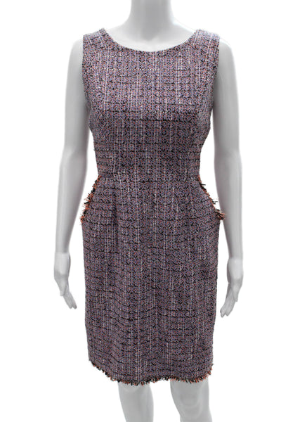 Shoshanna Women Sheath Dress Purple Sleeveless Round Neck Knee Length Size 8