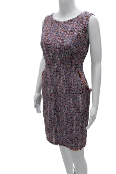Shoshanna Women Sheath Dress Purple Sleeveless Round Neck Knee Length Size 8