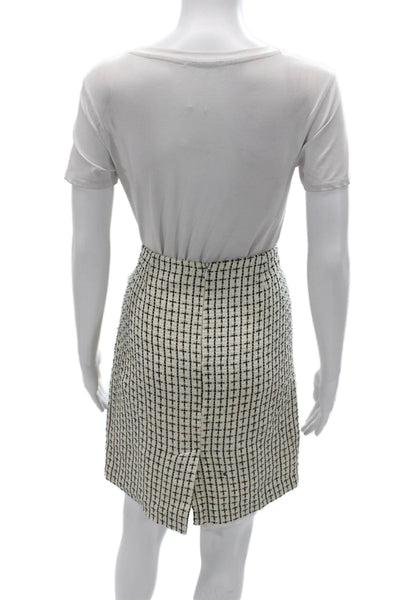 Trina Turk Women Straight Pencil Skirt Beige Check Cotton Knee Length Size 10