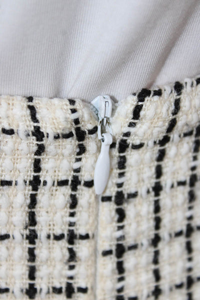Trina Turk Women Straight Pencil Skirt Beige Check Cotton Knee Length Size 10