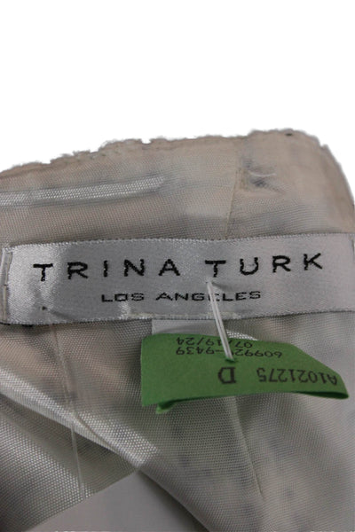 Trina Turk Women Straight Pencil Skirt Beige Check Cotton Knee Length Size 10