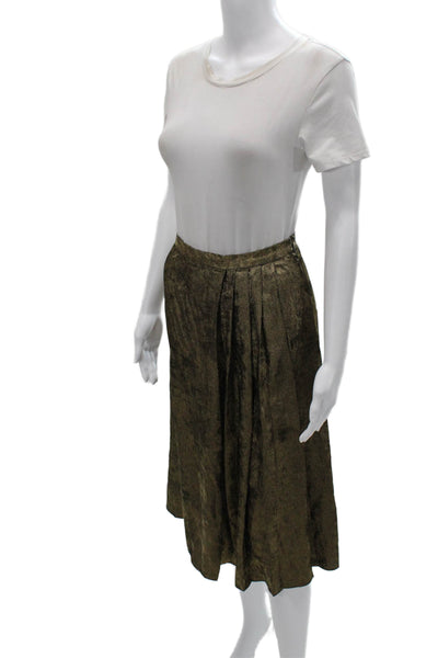 Halston Womens A-Line Pleated Brown Polyester Skirt Size M