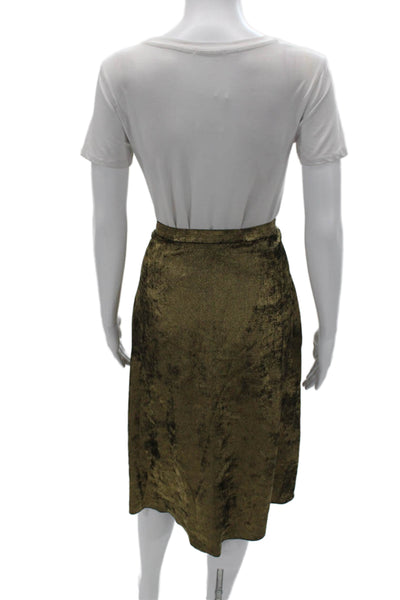 Halston Womens A-Line Pleated Brown Polyester Skirt Size M