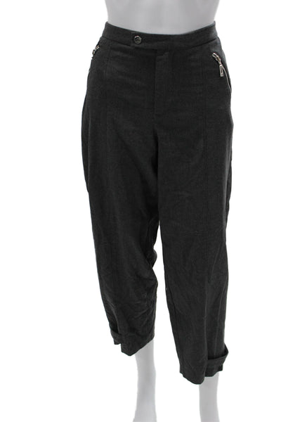 Zara Unisex Cropped Dress Pants Dark Gray Button Closure Size M