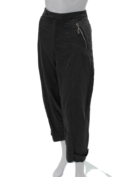 Zara Unisex Cropped Dress Pants Dark Gray Button Closure Size M
