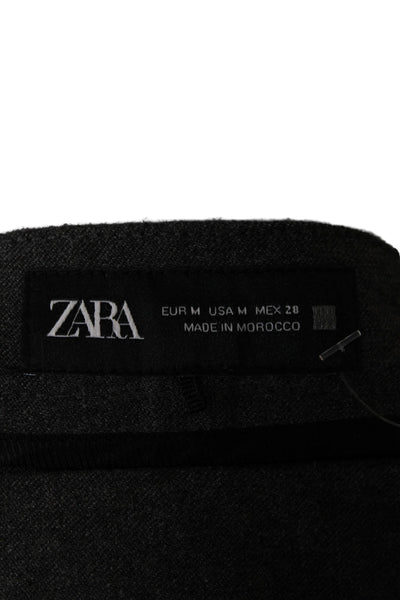 Zara Unisex Cropped Dress Pants Dark Gray Button Closure Size M