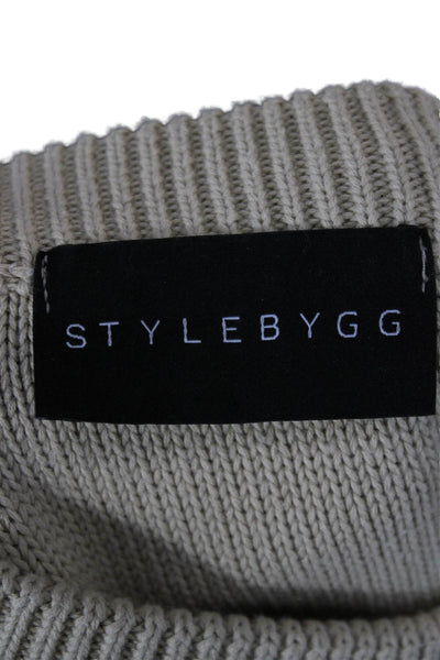 Style By GG Unisex Beige Pullover Sweater Crew Neck Long Sleeve Size M
