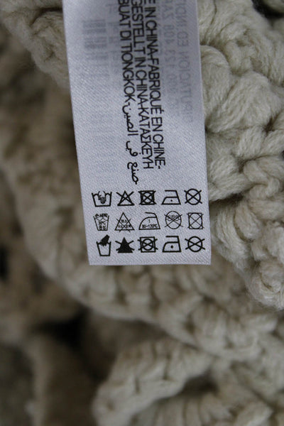 Zara Unisex Beige Bohemian Round Neck Long Sleeve Acrylic Sweater Size S