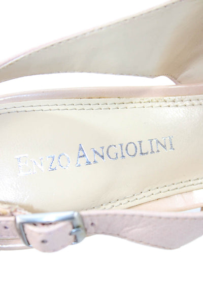 Enzo Angiolini Womens Leather Open Toe Slingback Heels Pink Size 6.5M