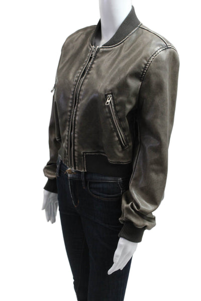 Zara Womens Bomber Jacket Dark Gray Army Zip Size S