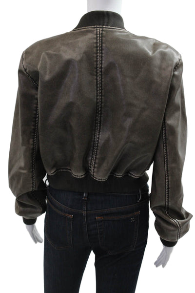 Zara Womens Bomber Jacket Dark Gray Army Zip Size S