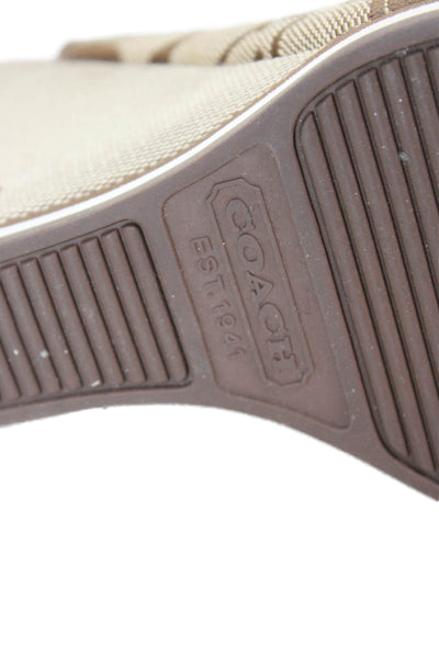 Coach Women's Open Toe Monogram Wedge Slingback Sandals Brown Size 5.5