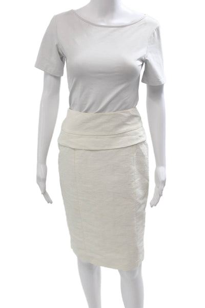 Carolina Herrera Womens Straight Pencil Skirt White Knee Length Size 6