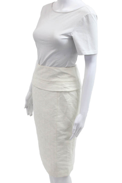 Carolina Herrera Womens Straight Pencil Skirt White Knee Length Size 6