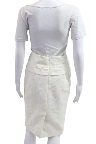 Carolina Herrera Womens Straight Pencil Skirt White Knee Length Size 6