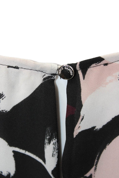 Vince Camuto Women Floral Black Tunic Blouse Long Sleeve Round Neck Size S