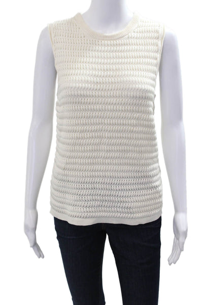 Theory Womens Basic White Striped Crew Neck Tank Size XL