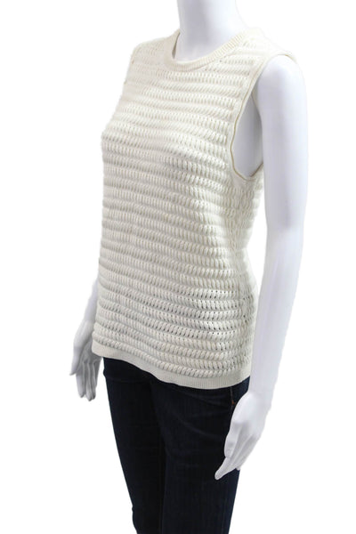 Theory Womens Basic White Striped Crew Neck Tank Size XL