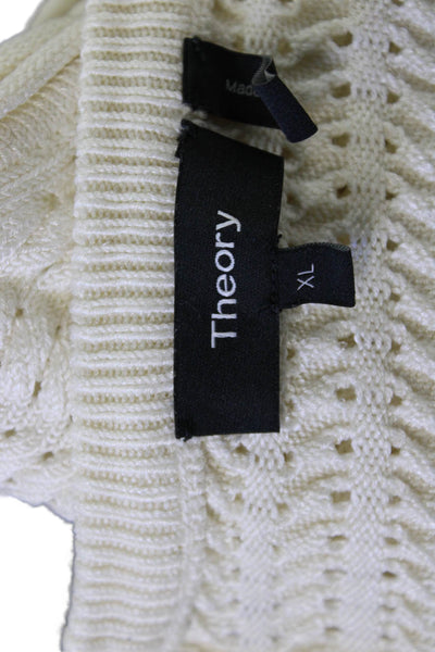 Theory Womens Basic White Striped Crew Neck Tank Size XL
