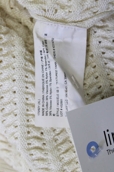 Theory Womens Basic White Striped Crew Neck Tank Size XL