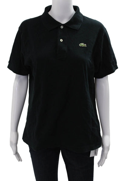 Lacoste Womens Basic Black Cotton Collared Short Sleeve Polo Size 5