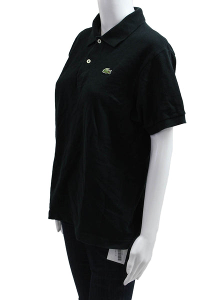 Lacoste Womens Basic Black Cotton Collared Short Sleeve Polo Size 5