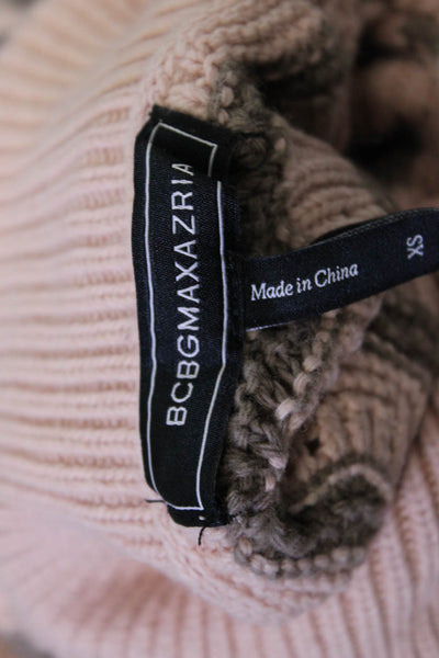 BCBG Max Azria Unisex Sleeveless Turtleneck Striped Pullover Pink Size XS