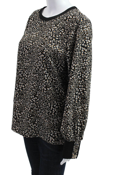 Karl Lagerfeld Women Floral Black Long Sleeve Crew Neck Blouse Size M
