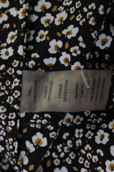 Karl Lagerfeld Women Floral Black Long Sleeve Crew Neck Blouse Size M