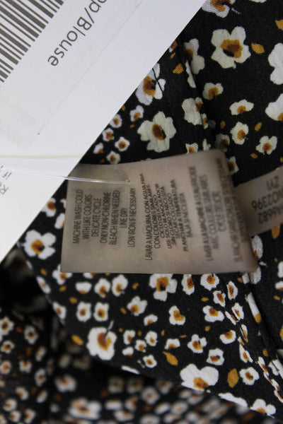 Karl Lagerfeld Women Floral Black Long Sleeve Crew Neck Blouse Size M