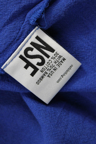 NSF Women Basic Sleeveless Blue Button Blouse 70% Bamboo 30% Cotton Size L