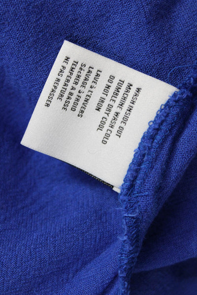 NSF Women Basic Sleeveless Blue Button Blouse 70% Bamboo 30% Cotton Size L