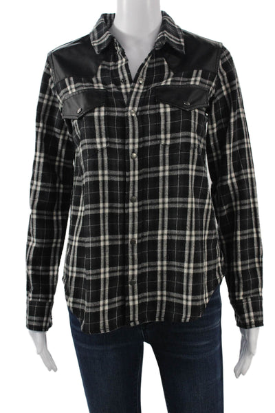 Current/Elliott Womens Black Plaid Western Button-Up Size 0