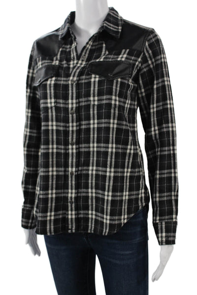 Current/Elliott Womens Black Plaid Western Button-Up Size 0
