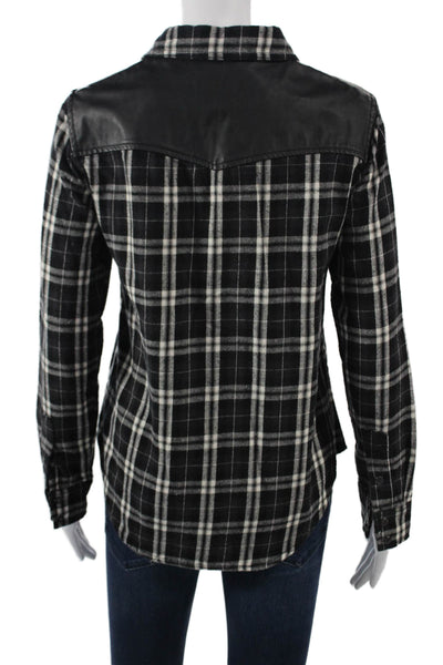 Current/Elliott Womens Black Plaid Western Button-Up Size 0
