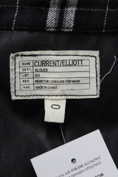 Current/Elliott Womens Black Plaid Western Button-Up Size 0