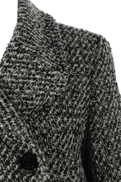 Calvin Klein Womens Pea Coat Black Wool Blend Button Collared Size 8