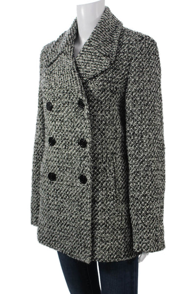 Calvin Klein Womens Pea Coat Black Wool Blend Button Collared Size 8