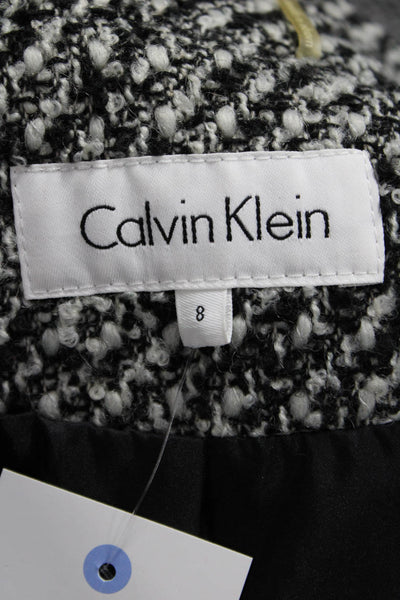 Calvin Klein Womens Pea Coat Black Wool Blend Button Collared Size 8