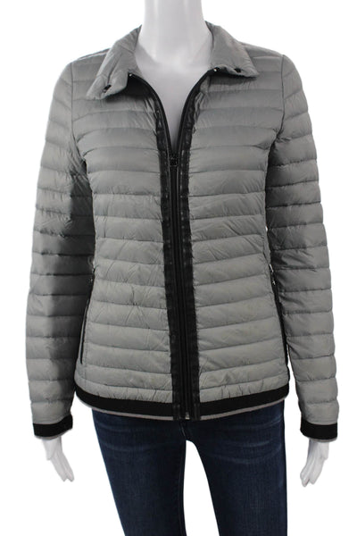 Marc New York Womens Puffer Quilted Jacket Gray Nylon Snap Collared Size XS