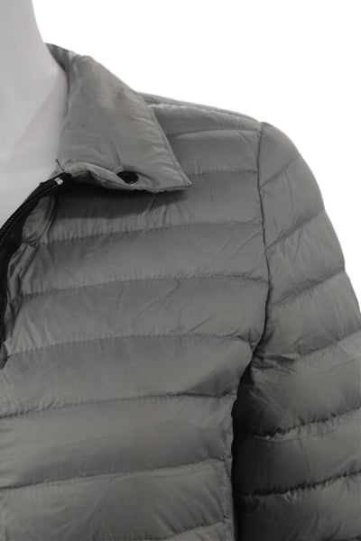 Marc New York Womens Puffer Quilted Jacket Gray Nylon Snap Collared Size XS
