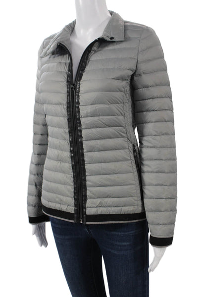 Marc New York Womens Puffer Quilted Jacket Gray Nylon Snap Collared Size XS