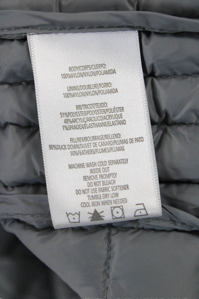 Marc New York Womens Puffer Quilted Jacket Gray Nylon Snap Collared Size XS